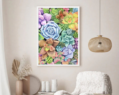 Succulents Garden Paint by Number Kit Adult, Canvas Painting ,DIY Color by Numbers Set, Easy DIY Beginners Painting Kit ,Home Decor