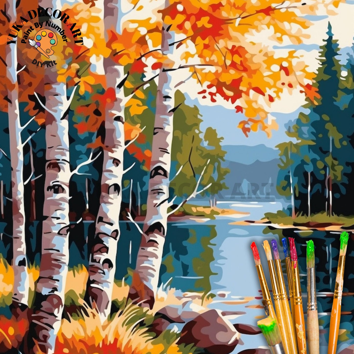 Forest Woodlands PAINT by NUMBERS Adult Painting DIY by Numbers Vintage Style Easy Beginners Kit Mother's Day Gift For Mom Wife Girlfriend