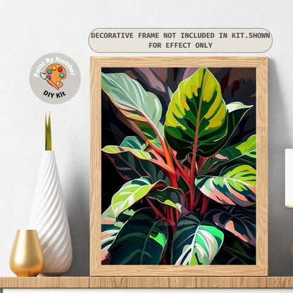 Leaves PAINT by NUMBER Kit for Adults , Garden Foliage Painting,Easy Beginners  Paint DIY Kit ,Living Bedroom Wall Art Decor