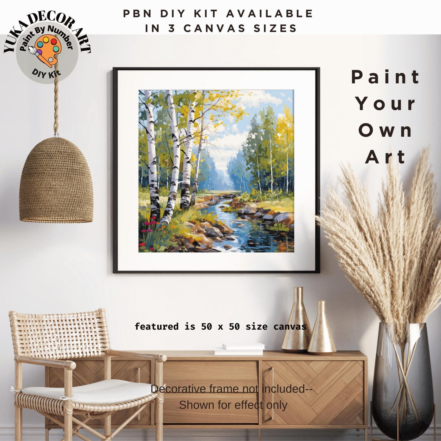 Landscape PAINT by NUMBER Kit for Adult Forest River Landscape Easy Beginner Acrylic Painting DIY Kits Art Custom Canvas Gift For Mom Dad