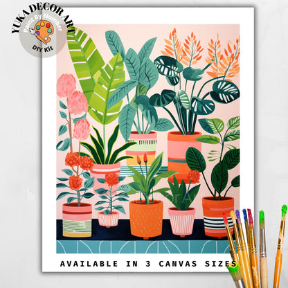 House Plants PAINT by NUMBER Kit for Adults Minimalist DIY painting Easy Beginners Acrylic Paint Kit Living Wall Art  Gift