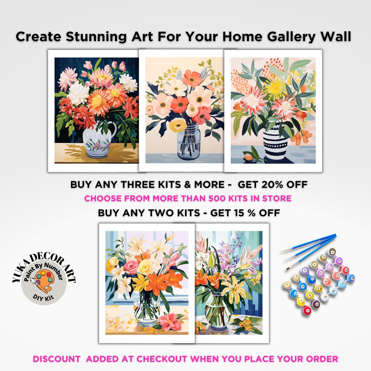 Country Floral PAINT by NUMBER Kit Adult Painting DIY by Numbers Craft Set Easy Beginners Birthday Gift For Mom Girlfriend