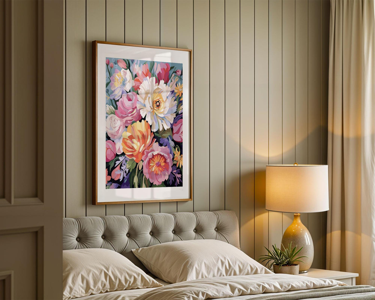 PAINT by NUMBERS Diy Kit Adult Garden Flowers Colourful Wall Art Easy Beginner Acrylic Painting Kit Grandma Mom Aunt Gift