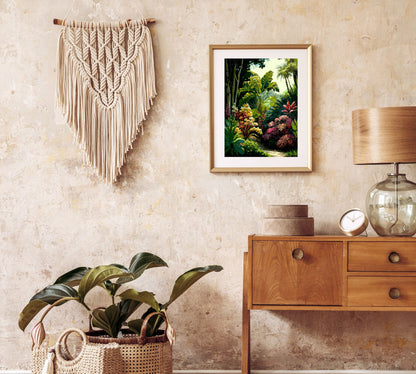 Tropical Forest PAINT by NUMBER Kit for Adults , Vibrant Foliage Painting, Easy Adult Hobby DIY Kit , Canvas Wall Art Decor , Gift for Mom