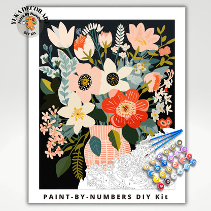 PAINT by NUMBER Kit Adult Spring Flowers StillLife Colourful Wall Art Easy Beginner Acrylic Paint DIY Kit Anniversary Gift