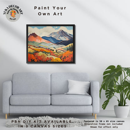 Poppies Valley PAINT by NUMBER Kit Adult Contemporary Abstract Mountain Art Bold Style Easy Beginner Oil Painting DIY Kit Bday Gift Mom Dad