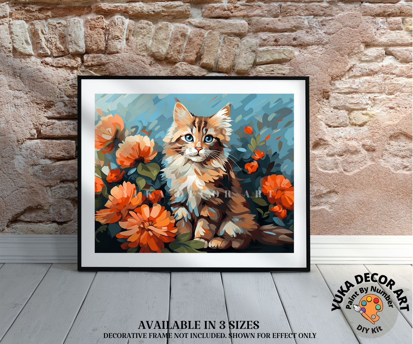 Cute Cat PAINT by NUMBER Kit Adult DIY Pet Portrait Vibrant Flowers Easy Beginner Acrylic Painting Birthday Custom Gift For Teenagers Kids