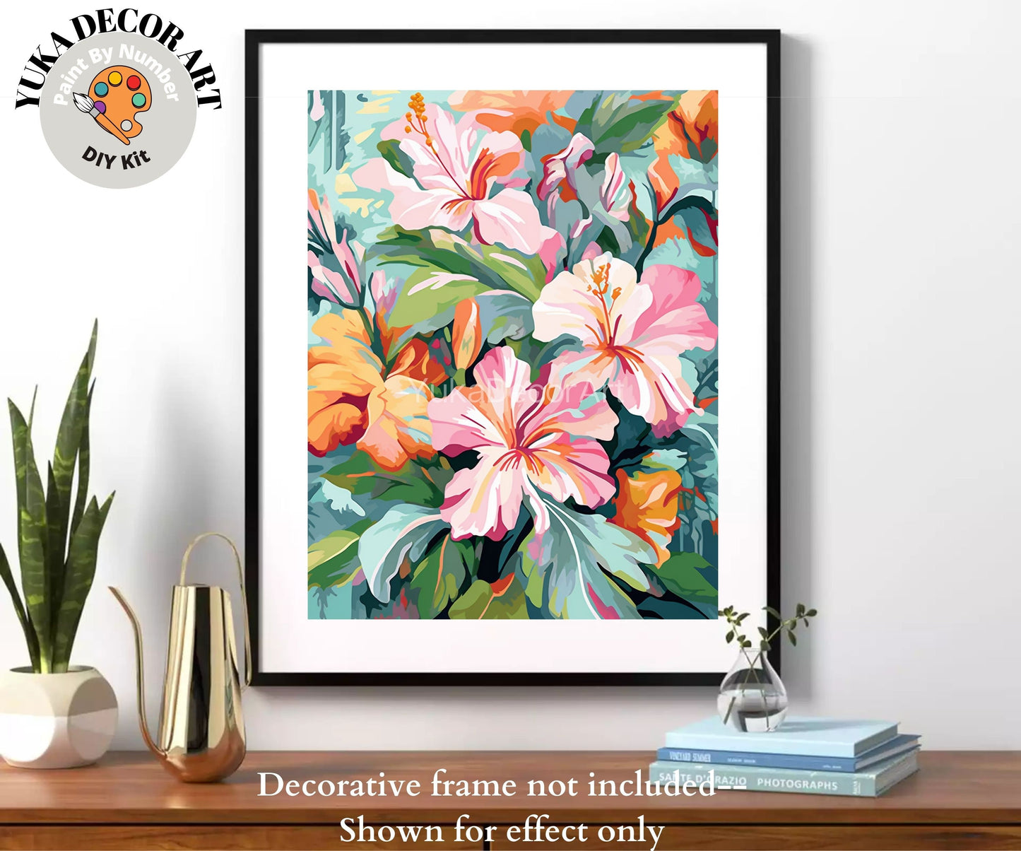 Garden Flower PAINT by NUMBER Kit for Adults Nature Flowers Art Easy Beginners Acrylic Paint DIY Kit Wall Art Gift For Mom Grandmother Wife