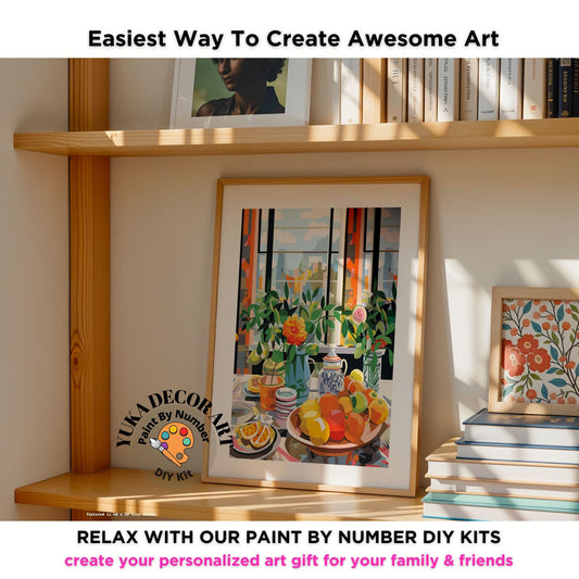 Still life PAINT by NUMBER Kit Adult Vibrant Colors Kitchen Decor Easy Beginner Acrylic Painting DIY Kits Gift For Mom Dad