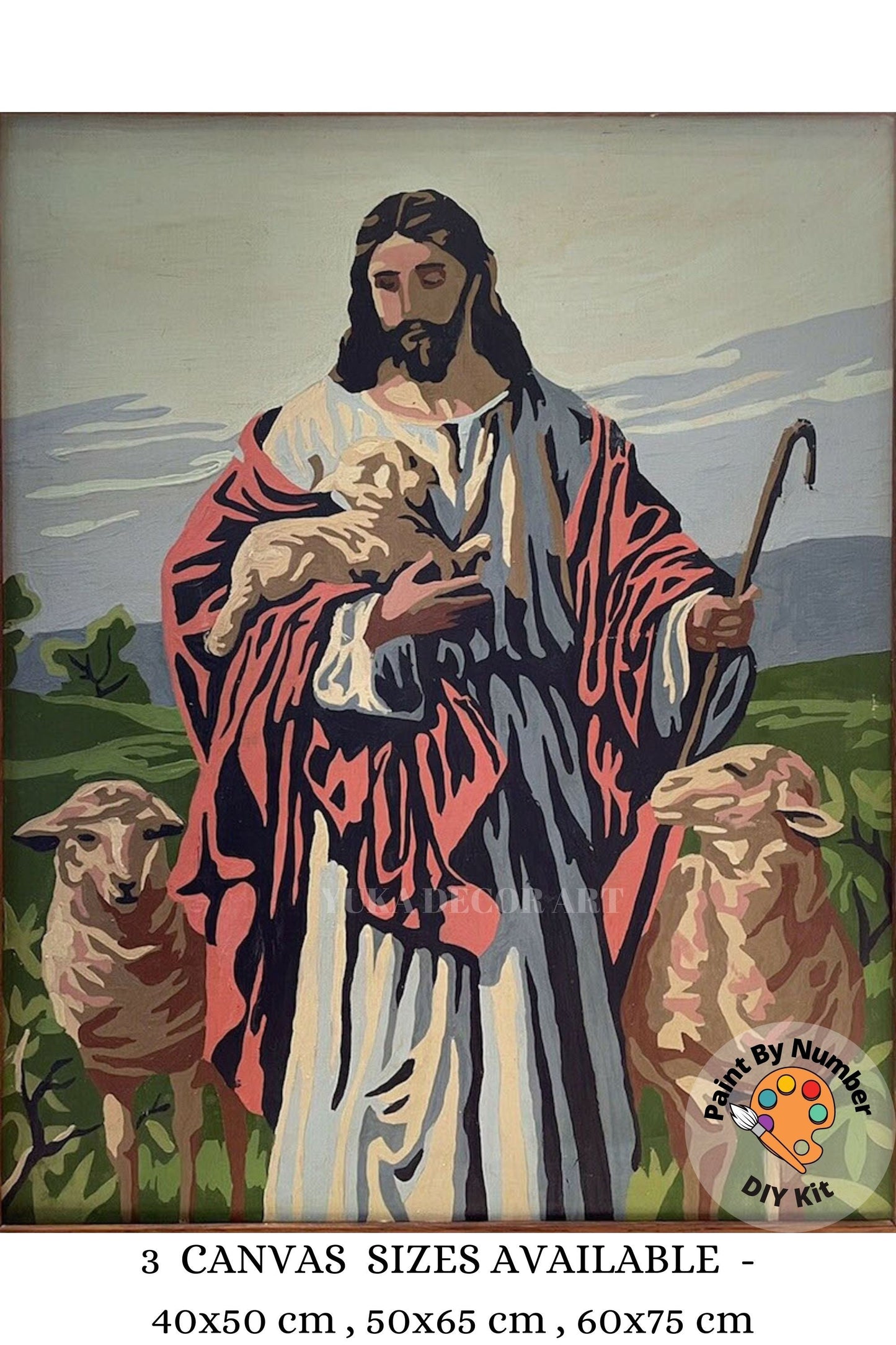 Jesus Christ PAINT by NUMBER Kit for Adults , Shepherd King God ,Easy DIY Beginners Paint Kit ,Gallery Wall Art Decor Gift