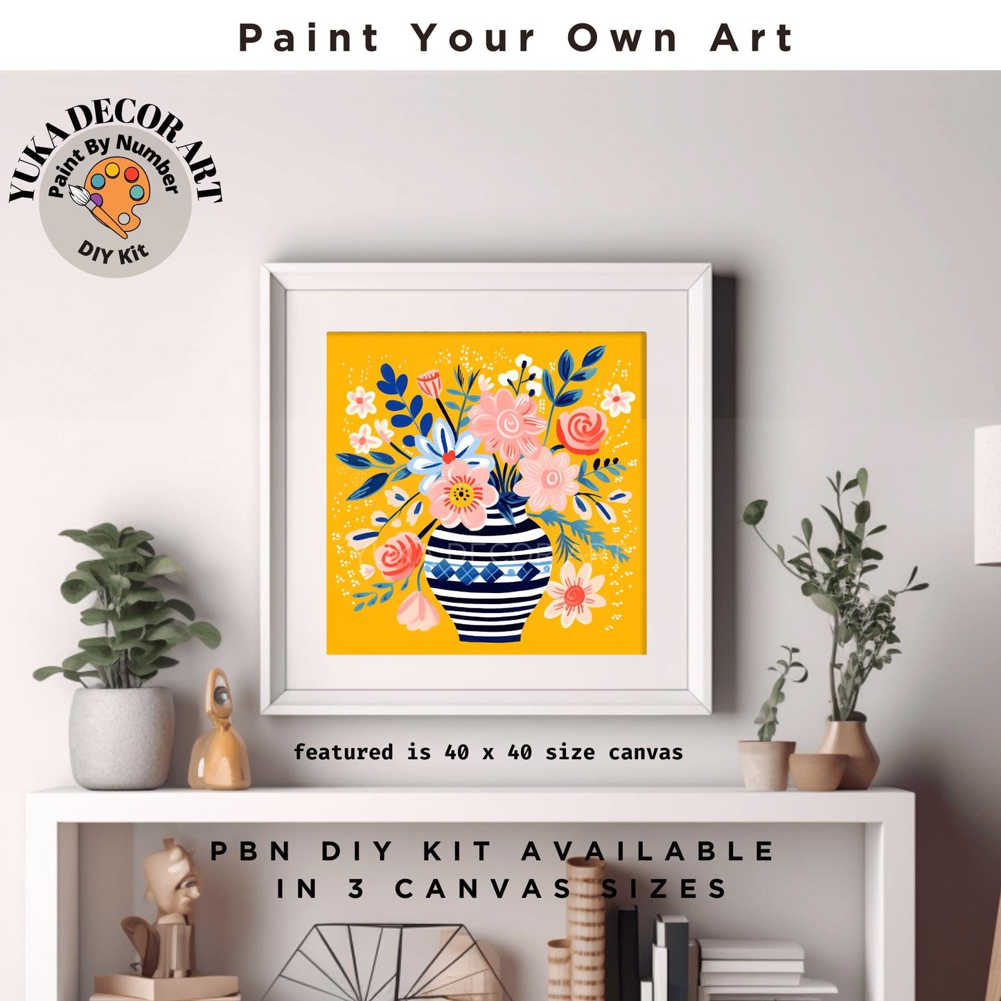 Vintage Flowers PAINT by NUMBER Kit Adult, Flowers Vase Still life Art ,Easy Beginner Acrylic Diy Painting | Gift for Wife Girlfriend Mom