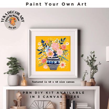 Vintage Flowers PAINT by NUMBER Kit Adult, Flowers Vase Still life Art ,Easy Beginner Acrylic Diy Painting | Gift for Wife Girlfriend Mom