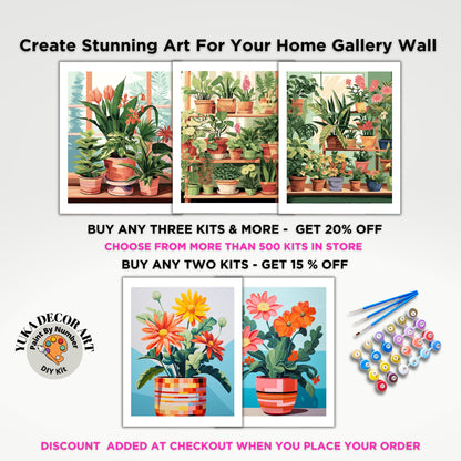 PAINT by NUMBER Kit For Adults Plants Minimalist Boho DIY Painting Easy Beginners Paint Kit Plant Lover Gift Farmhouse Decor Housewarming