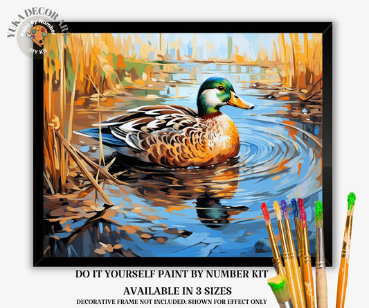 Dabbling Duck PAINT by NUMBERS Kit Adult Painting DIY by Numbers Easy Beginners Birthday Gift For Her Wife Grandma Vintage Style Wall Art