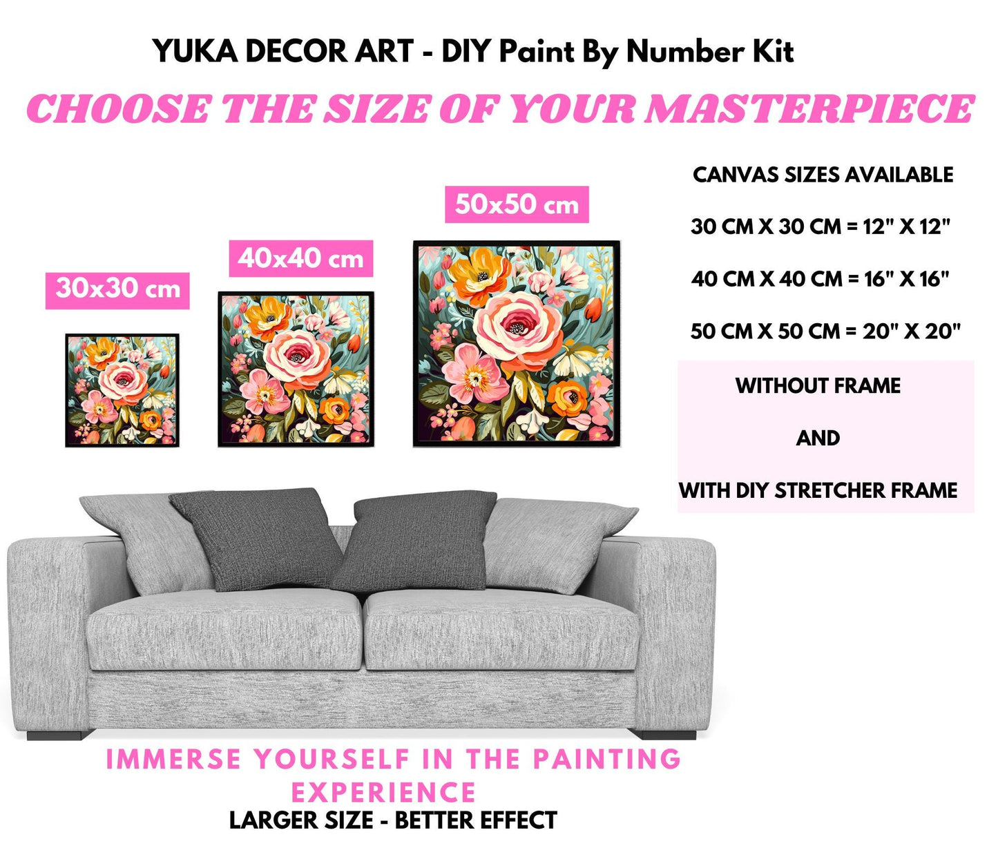 WildFlowers PAINT by NUMBER Kit for Adults  Spring Flowers Painting Easy Beginners Acrylic Paint DIY Kit Housewarming Birthday Gift Mom Dad