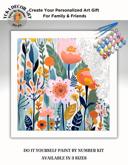 WildFlowers PAINT by NUMBER Kit for Adults  Spring Flowers Painting Easy Beginners Acrylic Paint DIY Kit Housewarming Birthday Gift Mom Dad