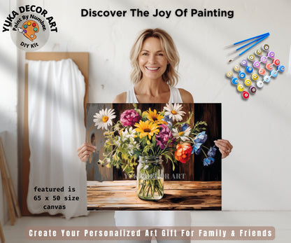 PAINT by NUMBER Kit for Adults Garden Spring Flowers Rustic Decor Easy Beginner Acrylic Paint DIY Wall Art Birthday Gift for Mom Girlfriend