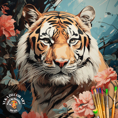 Wild Animal Tiger PAINT by NUMBERS DIY Kit Adult Tropical Jungle Wall Art Easy Beginner Oil Painting Study Room Decor Custom Gift Granddad