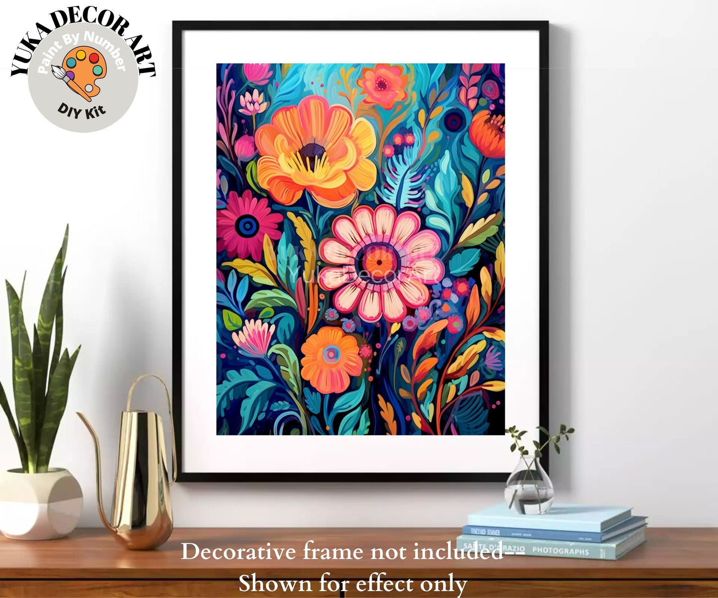 Floral PAINT by NUMBER Kit for Adults Abstract Flowers Paint Kit Easy Beginners Acrylic Paint DIY Kit Wall Art Decor Gift