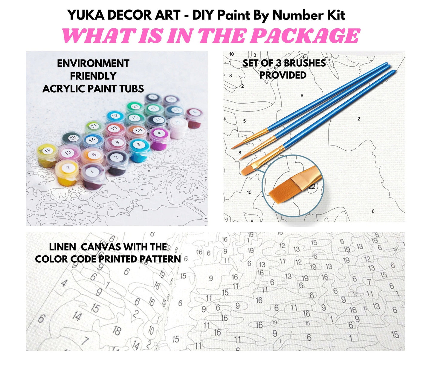 House Plants PAINT by NUMBERS Kit for Adults Minimalistic Chic DIY Painting Easy Beginners Hobby Painting Kit Wall Art Gift Mum Plant Lover