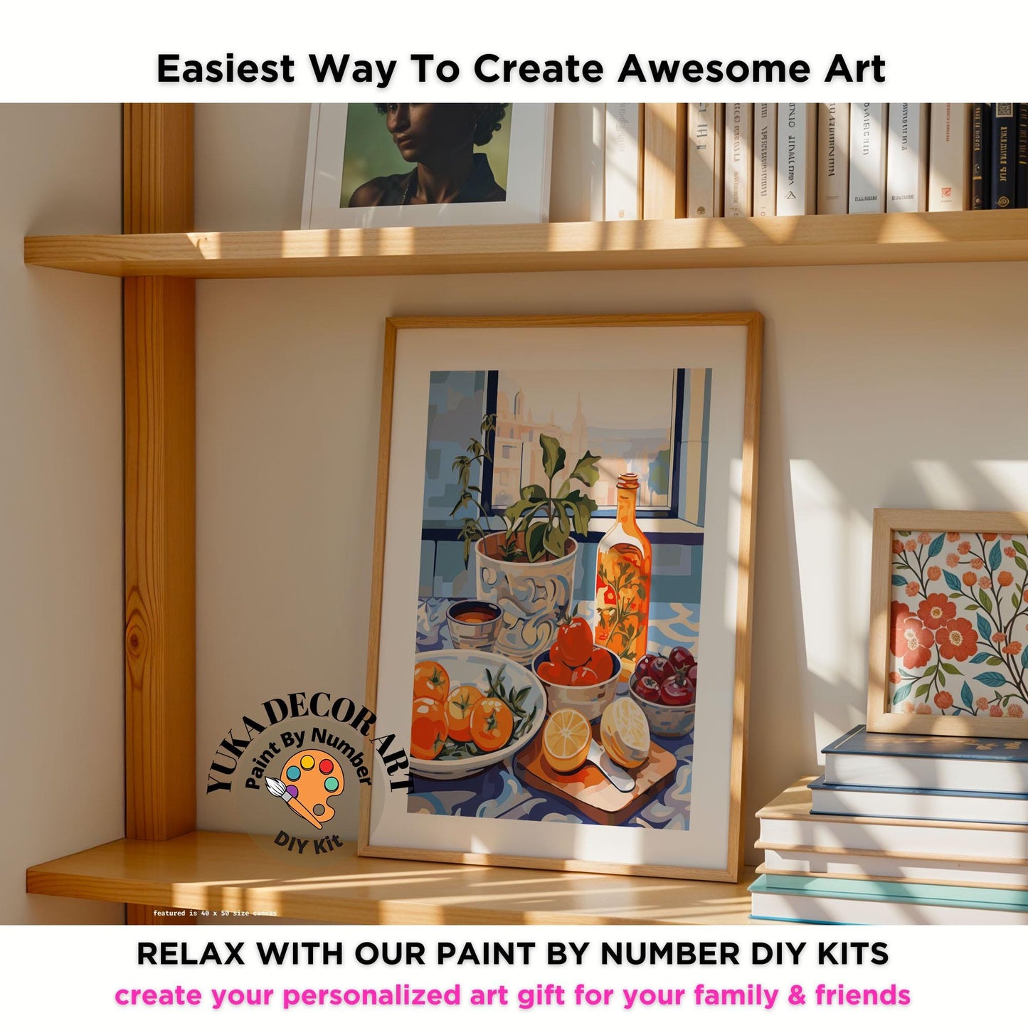 Minimalist Art PAINT by NUMBER Kit Adult  Kitchen Decor Plants Easy Beginner Acrylic Painting DIY Art Kit Gift For Mom Dad