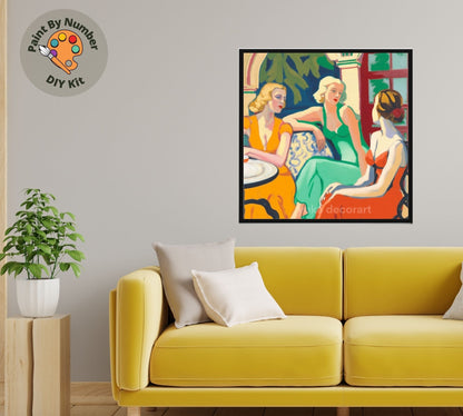 Matisse Inspired PAINT by NUMBER Kit Adult, Women Portrait , Friends Chatting, Mid Century Art ,Easy  Acrylic Painting , Decor Gift