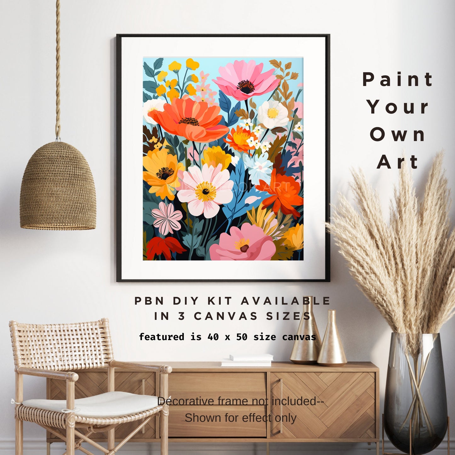 Floral PAINT by NUMBERS Diy Kit Adults Spring Flower Garden DIY Painting Easy Beginners Canvas Kit Wall Art Mother's Day Gift Girlfriend
