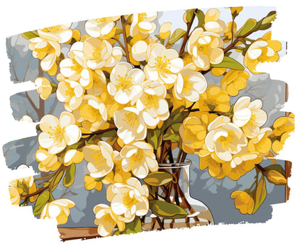 Yellow Flowers PAINT by NUMBER Kit Adults | Set Of 2 | WildFlowers DIY Painting Easy Beginners Hobby Kit Wall Art Birthday Gift Mom Sister