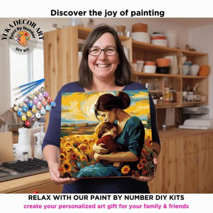 Sunflower PAINT by NUMBER Kit Adult, Woman And Child Portrait Art ,Easy Beginner Acrylic Diy Painting | Gift for Wife Girlfriend Mom Grandma