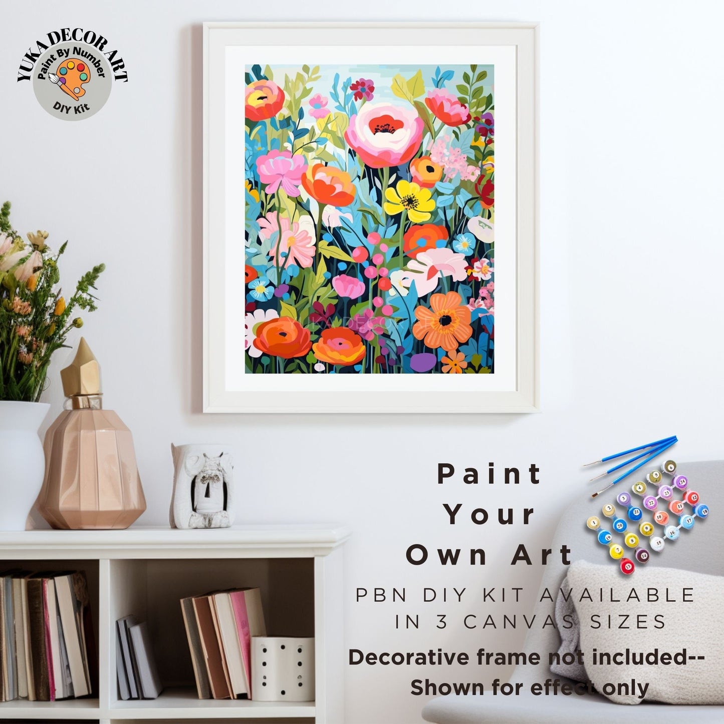 Wild Flowers PAINT by NUMBERS Kit Adults Spring Garden Floral DIY Painting Colorful Easy Beginners Hobby Kit Wall Art Gift
