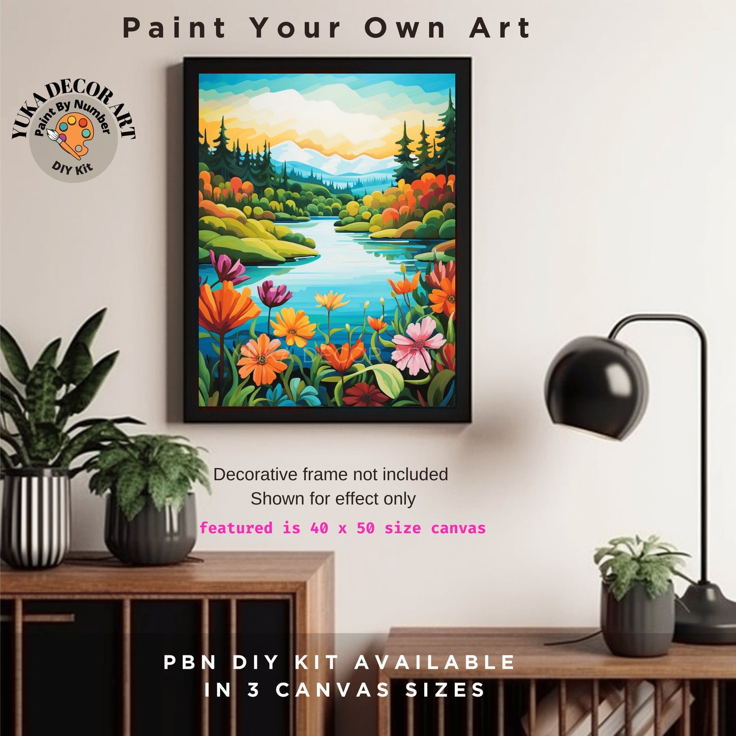 Springflowers PAINT by NUMBER Kit Adult Mountain Landscape Valley Scenery Art Easy Beginners Acrylic Painting DIY Canvas Gift For Girlfriend