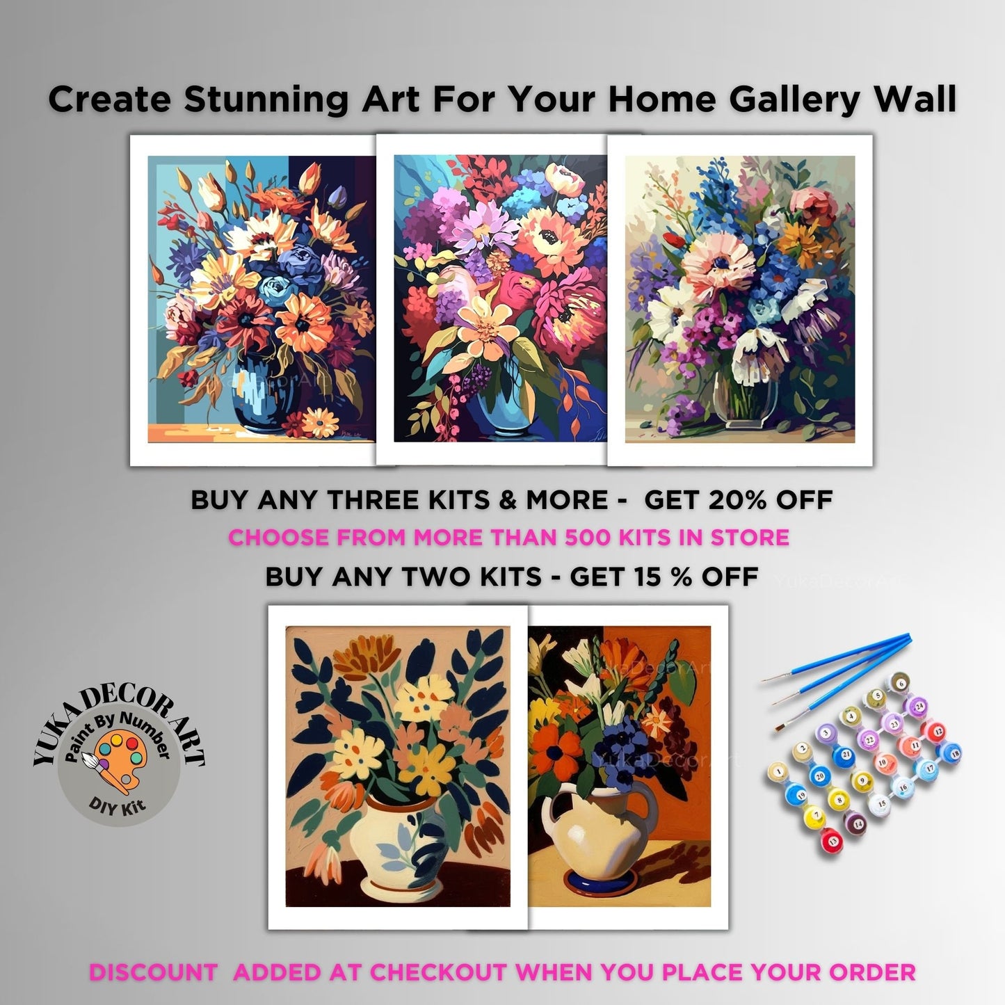 Spring Flowers PAINT by NUMBER Kit Adult Acrylic Art Floral Painting DIY Hobby Wall Gallery Decor Handmade Personalised Niece Teenager Gift