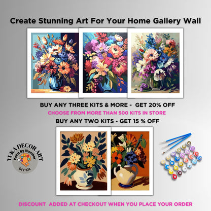 Spring Flowers PAINT by NUMBER Kit Adult Acrylic Art Floral Painting DIY Hobby Wall Gallery Decor Handmade Personalised Niece Teenager Gift