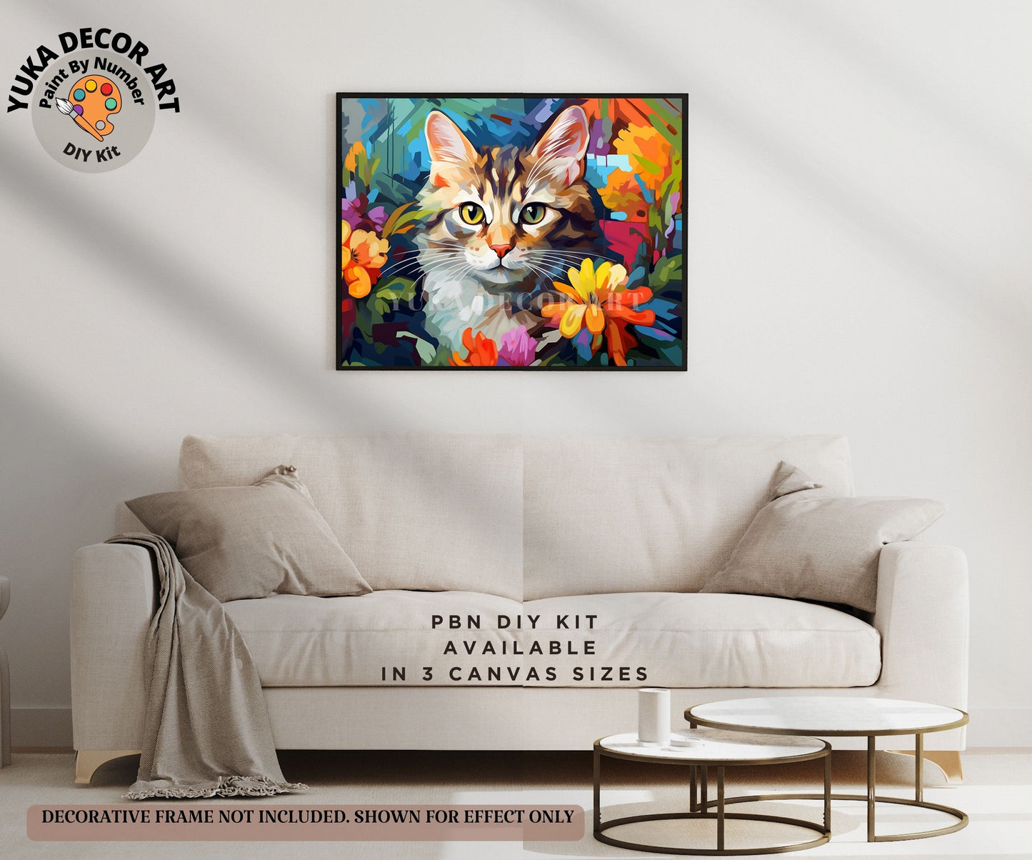 Kitten PAINT by NUMBER Kit Adult DIY Art Vibrant Wildflowers Easy Beginner Acrylic Painting Birthday Anniversary Custom Gift For Kids Teens