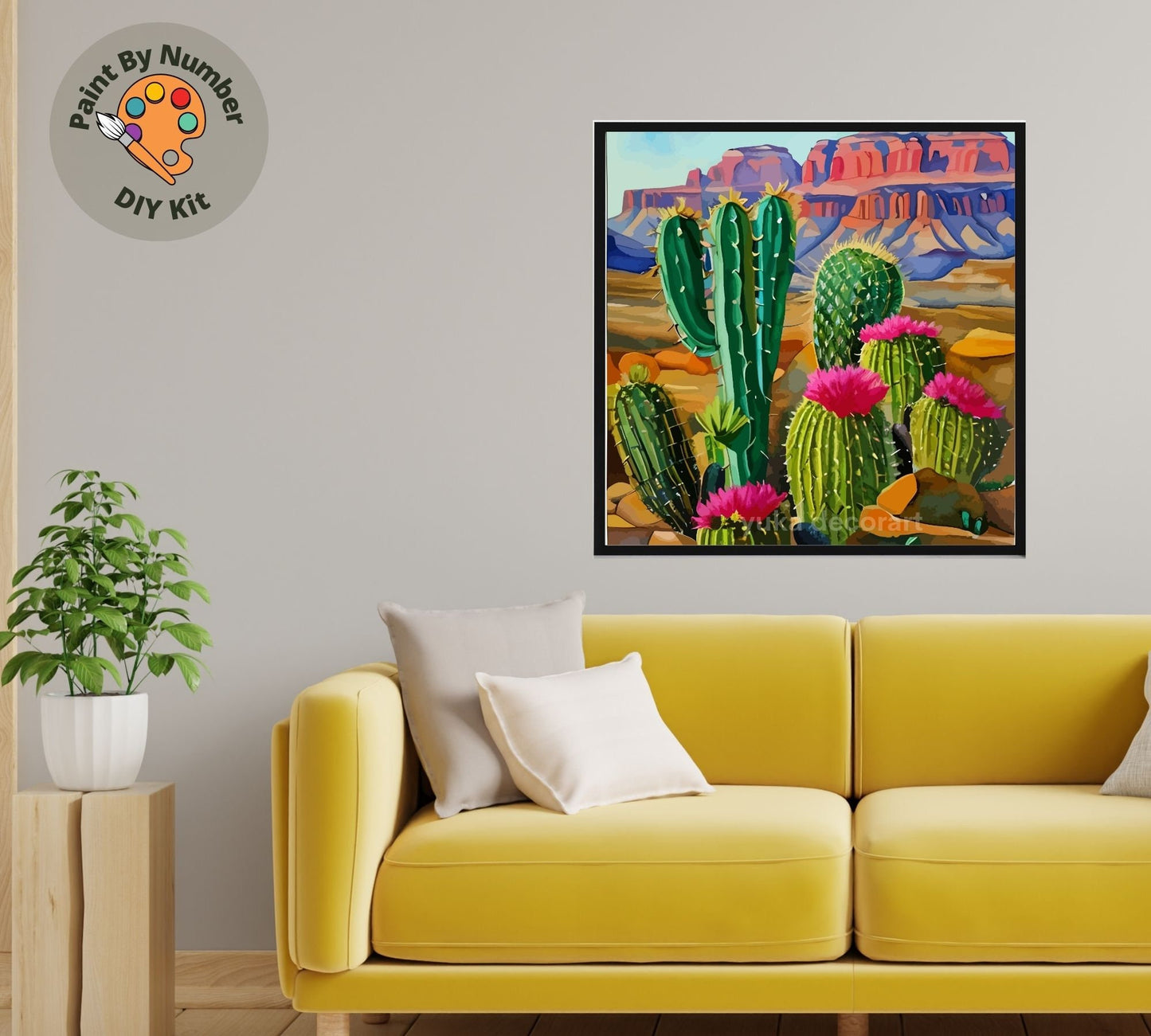 Cactus Flowers Paint by Number Kit Adult Desert landscape Painting  DIY Color by Numbers Set Easy DIY Beginners Painting Kit Home Decor Gift