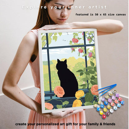 Cat PAINT by NUMBER Kit Adult Painting DIY Kit by Numbers Coloring Kit Easy Beginners Birthday Gift For Her Wife Mom Girlfriend Grandmother