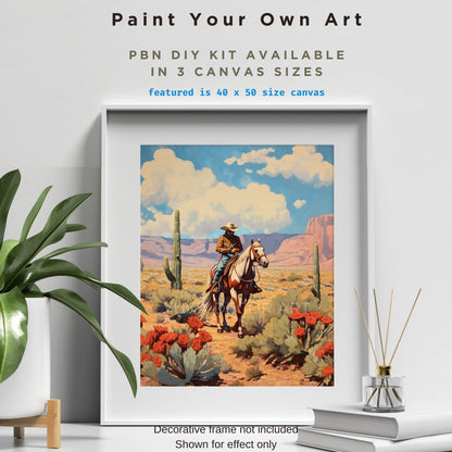 MidWest Desert Art PAINT by NUMBER Kit Adult Painting DIY Vintage Rustic Cabin Wall Art Saguaro Cactus Cowboy Style  Birthday Gift For Dad