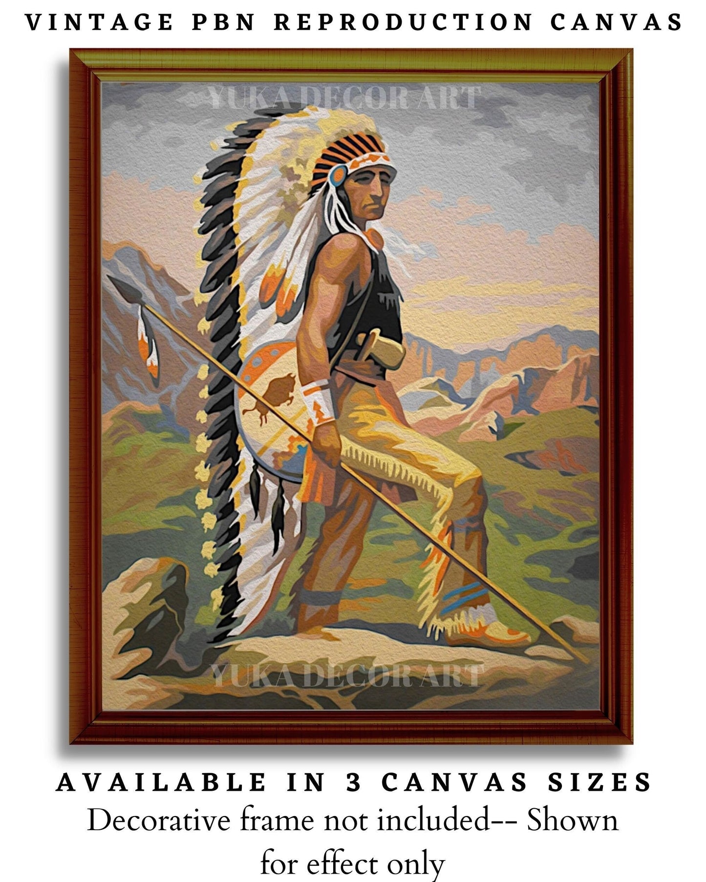 Native American PAINT by NUMBER  Kit for Adult , Vintage Style Indian Tribe Painting , Easy Acrylic Paint Kit, Wall Art Gift