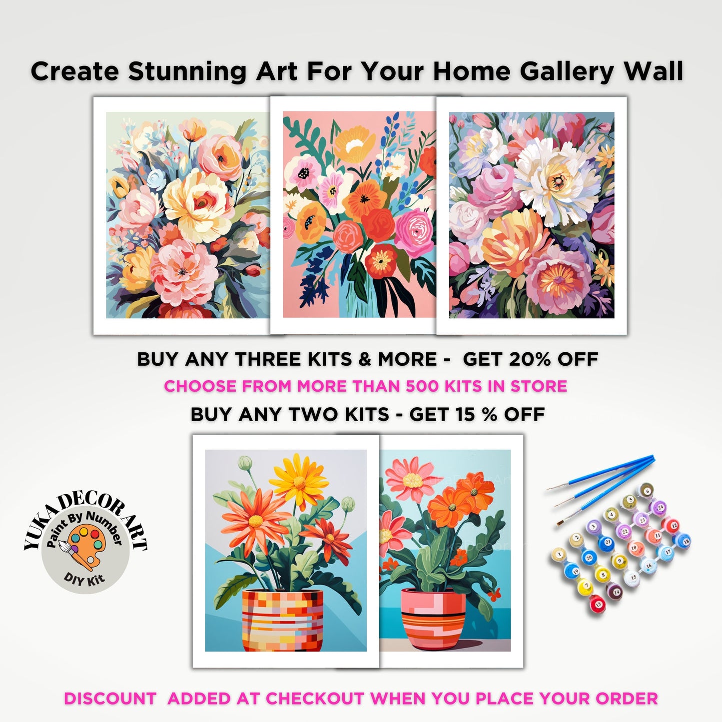PAINT by NUMBERS Diy Kit Adult Garden Peach Flowers Colourful Wall Art Easy Beginner Acrylic Painting Kit Grandma Mom Gift