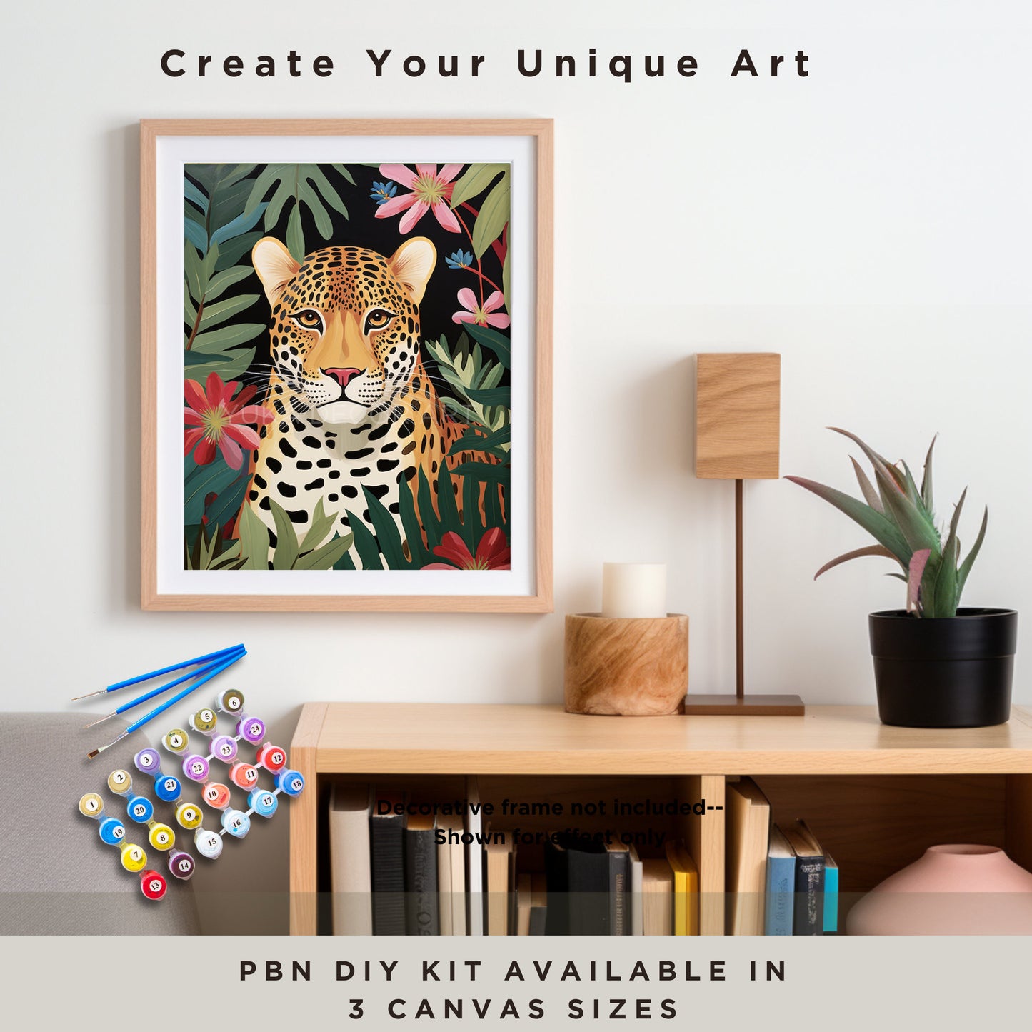 Cute Leopard PAINT by NUMBERS Kit Adult Painting DIY by Numbers Craft Set Easy Beginners Birthday Gift For Teens Young Adult Room Wall Decor