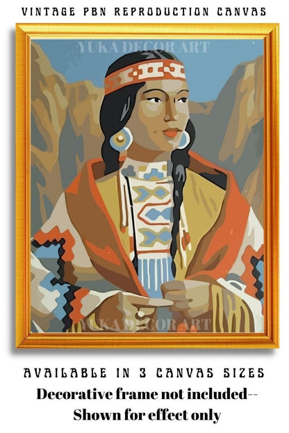 PAINT by NUMBER Vintage Style Kit for Adult , Native American Vintage Style Art , Easy Acrylic Paint Kit,Wall Art Gift