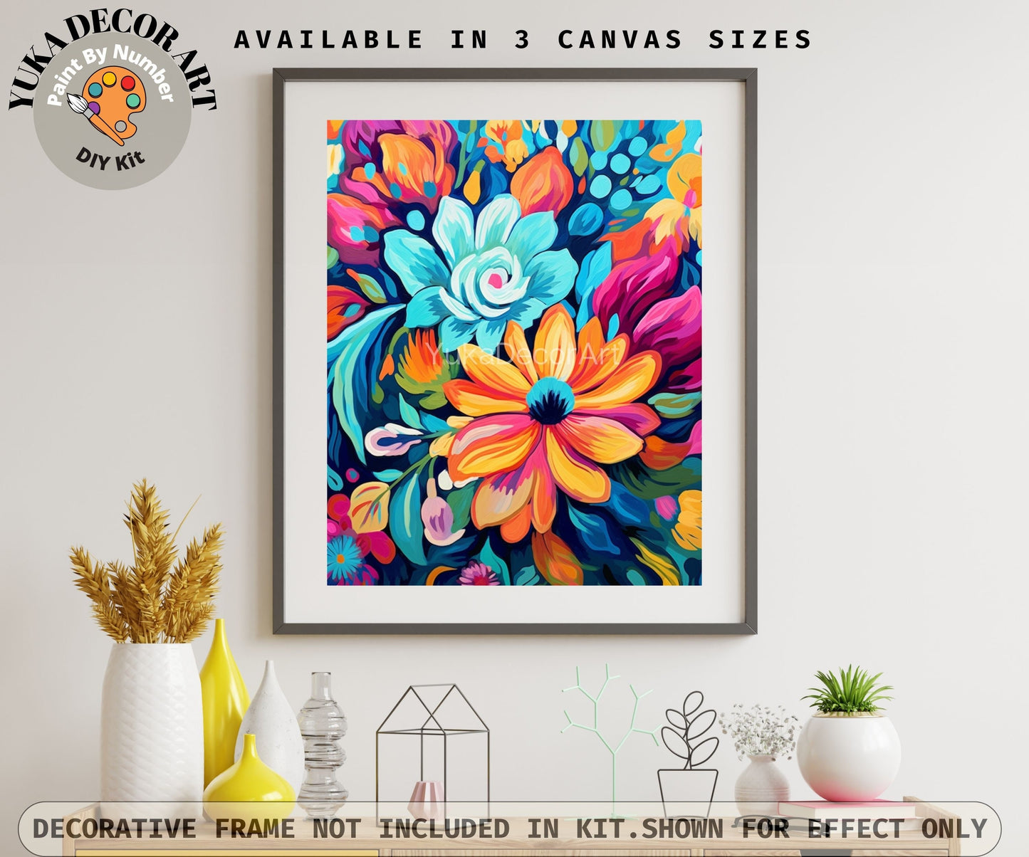 Garden PAINT by NUMBER Kit for Adults Spring Flowers Paint Kit Easy Beginners Acrylic Paint DIY Kit Wall Art Decor Mom Gift