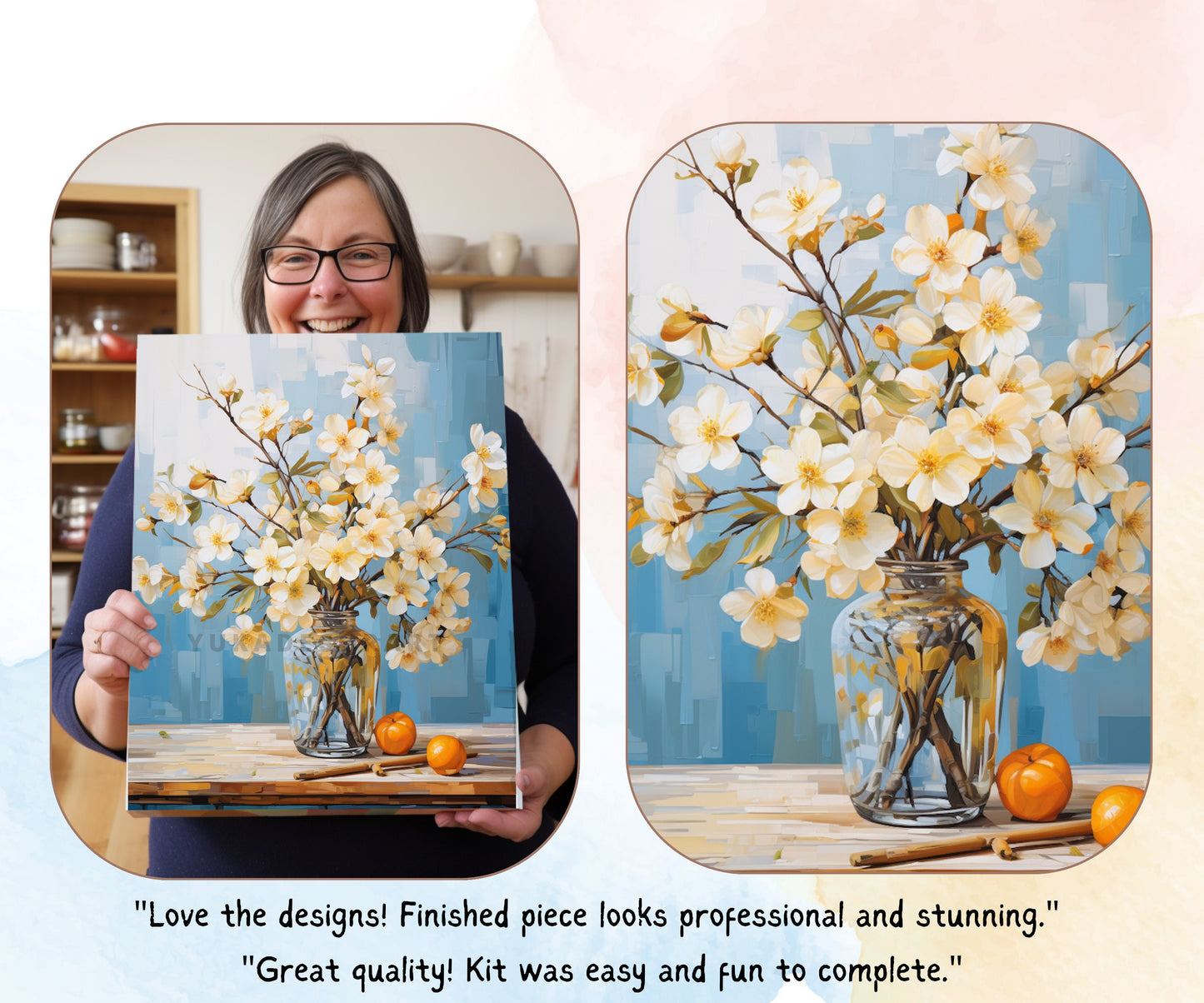 Yellow Flowers PAINT by NUMBER Kit Adults | Set Of 2 | WildFlowers DIY Painting Easy Beginners Hobby Kit Wall Art Birthday Gift Girlfriend