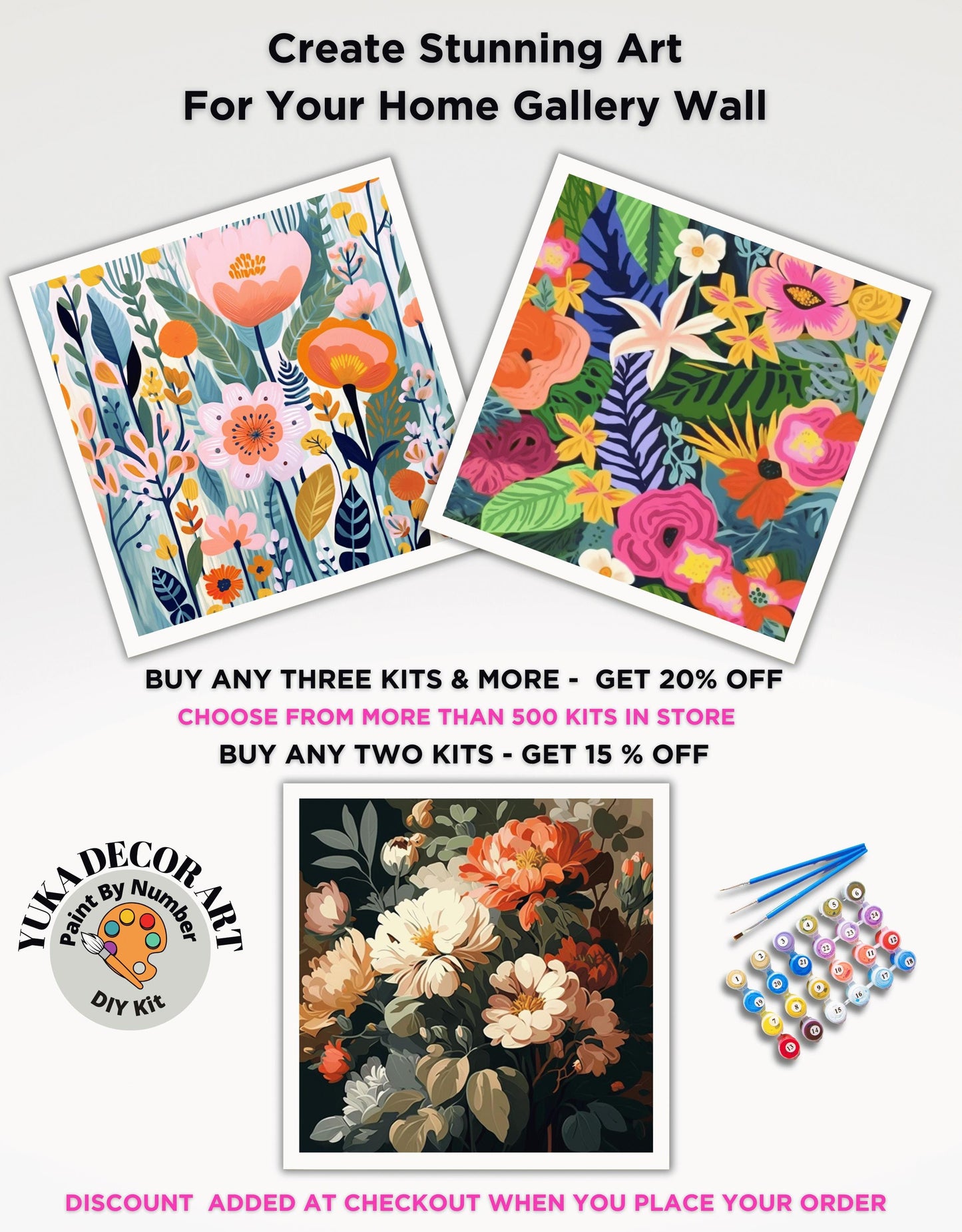 Vintage Flowers PAINT by NUMBER Kit Adults Still Life Vintage Style Painting Easy Beginners DIY Art Anniversary Gift for Mom Grandmother