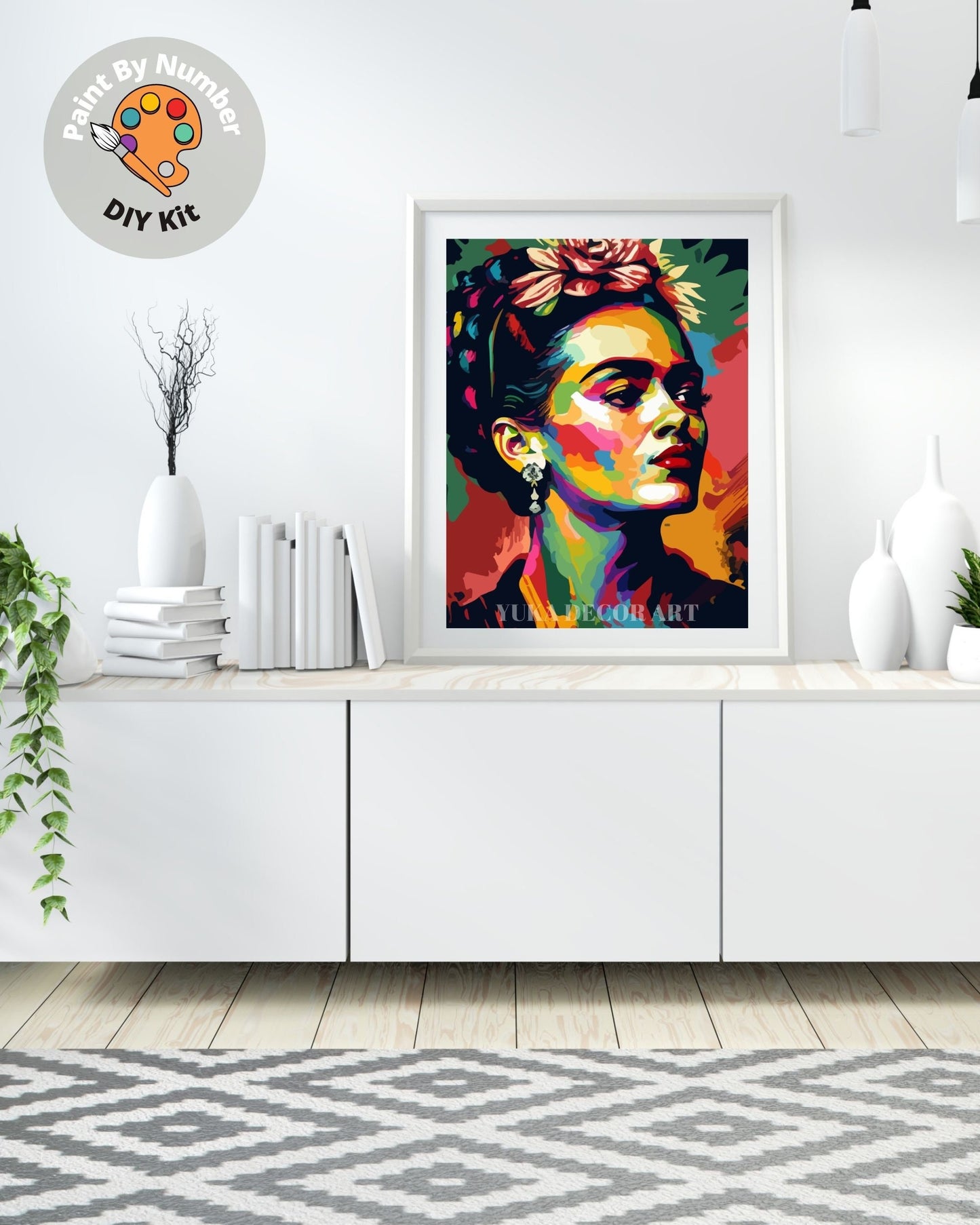 Frida Kahlo PAINT by NUMBERS DIY Kit for Adults Colourful Vibrant Easy Beginner's Acrylic Painting Kit Home Wall Art Gift