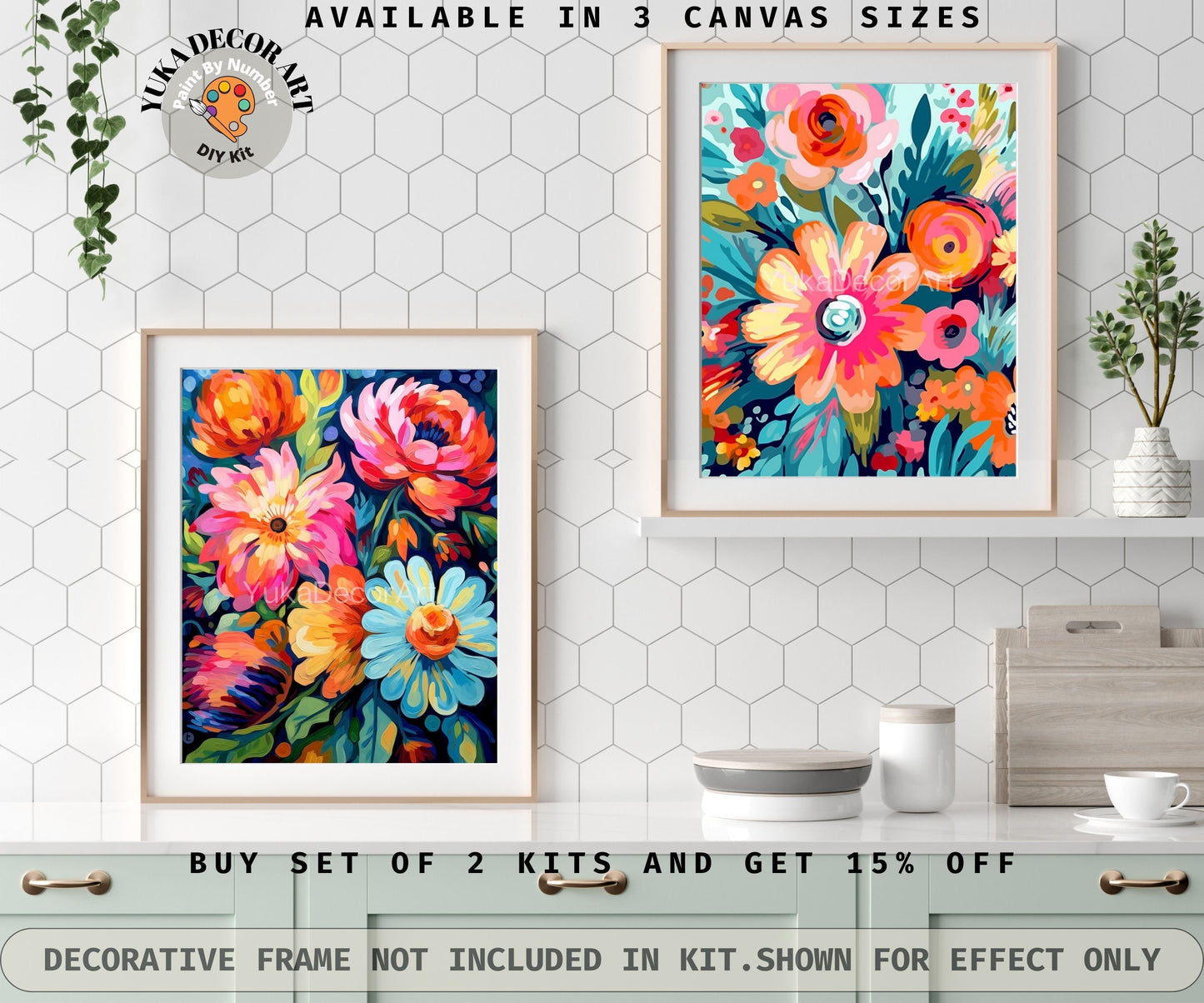 Garden Flowers PAINT by NUMBER Kit for Adults Spring Floral Painting Easy Beginners Acrylic Paint Kit Wall Decor Mom Gift | Code: FL2307116