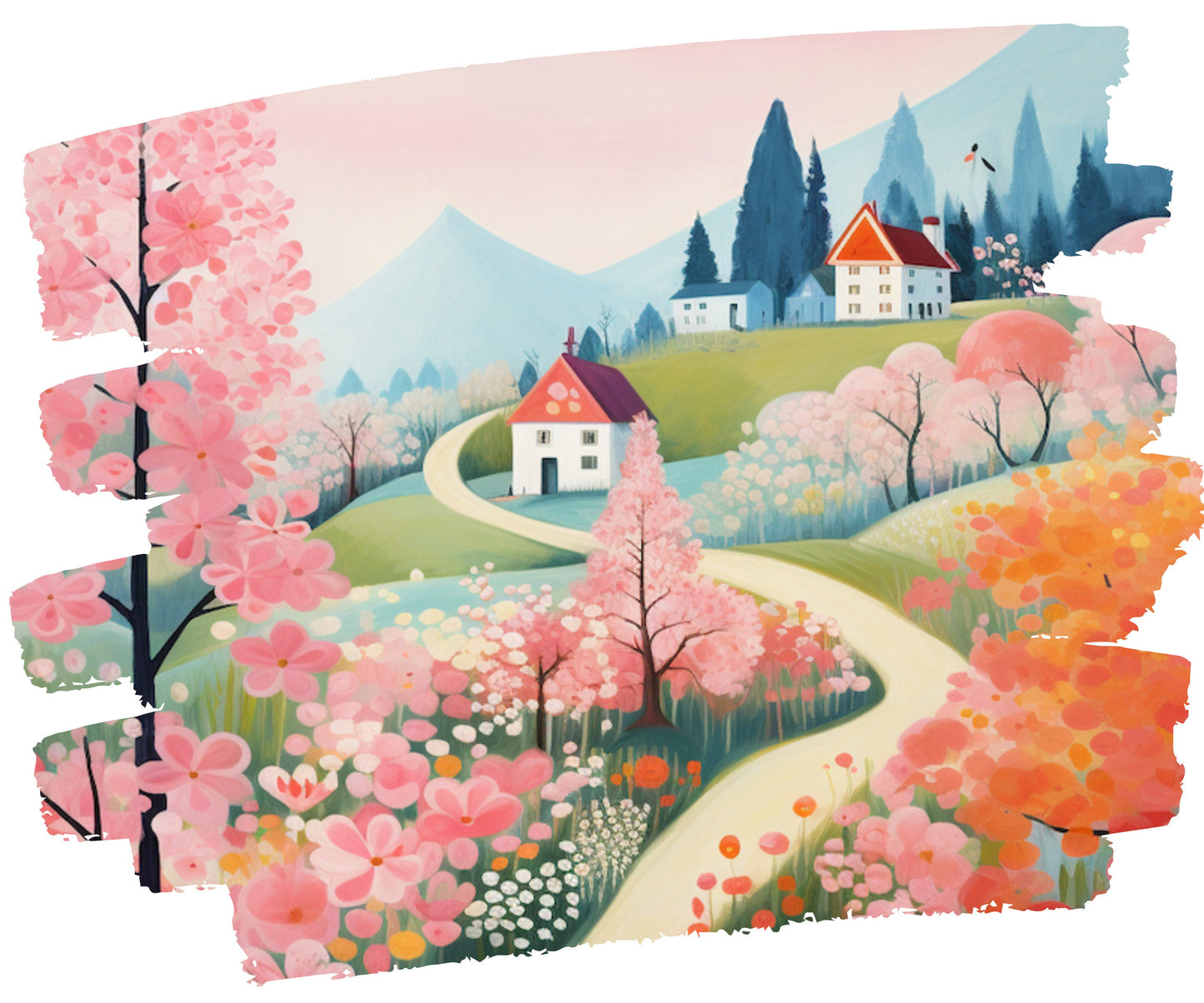 PAINT by NUMBER Kit Adult | Mountain Flowers Pastel Color Landscape Minimalist DIY Beginners Paint Kit Gift For Sister Girlfriend Mom Bestie