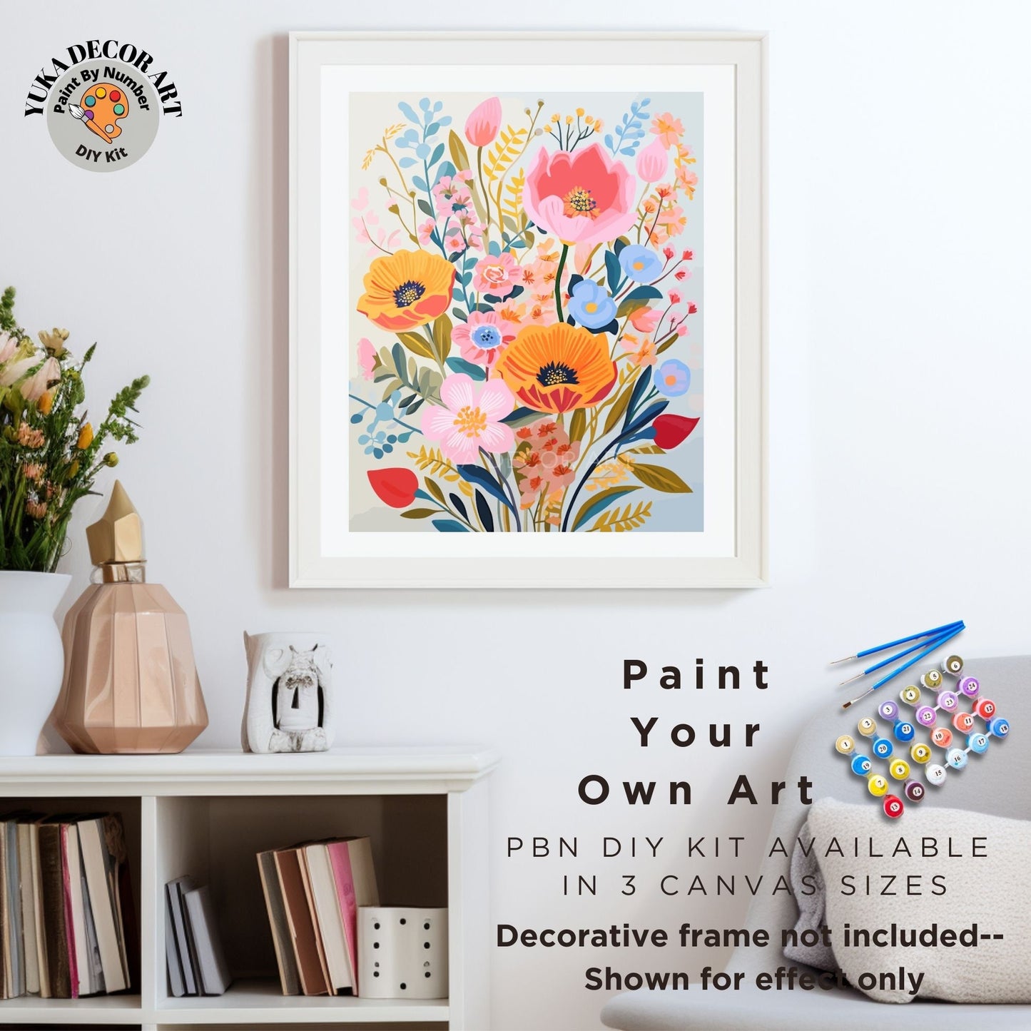 Wildflowers PAINT by NUMBER Kit Adults Spring Flower Garden DIY Painting Easy Beginners Hobby Kit Wall Art Housewarming Gift Girlfriend Mom