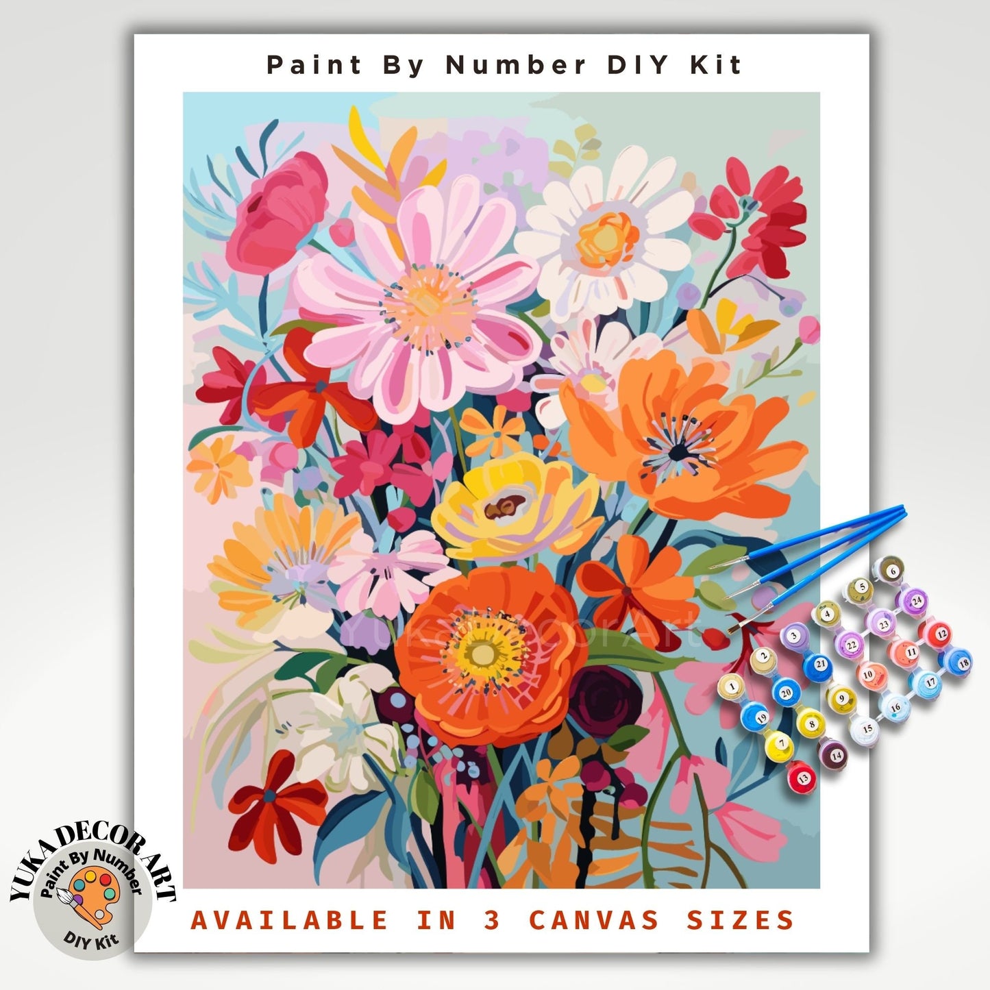 WildFlowers PAINT by NUMBERS Kit Adults Garden DIY Painting Chic Floral Easy Beginners Paint Hobby Kit Wall Decor Art Gift