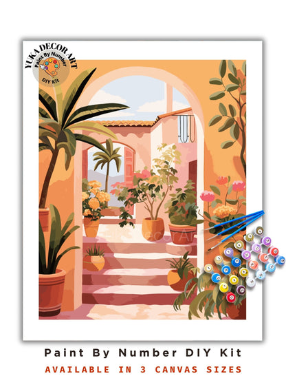 PAINT by NUMBERS Kit Adult Mediterranean Landscape Minimalistic Chic Style DIY Painting Easy Beginners Acrylic Paint Kit Premium Decor Gift